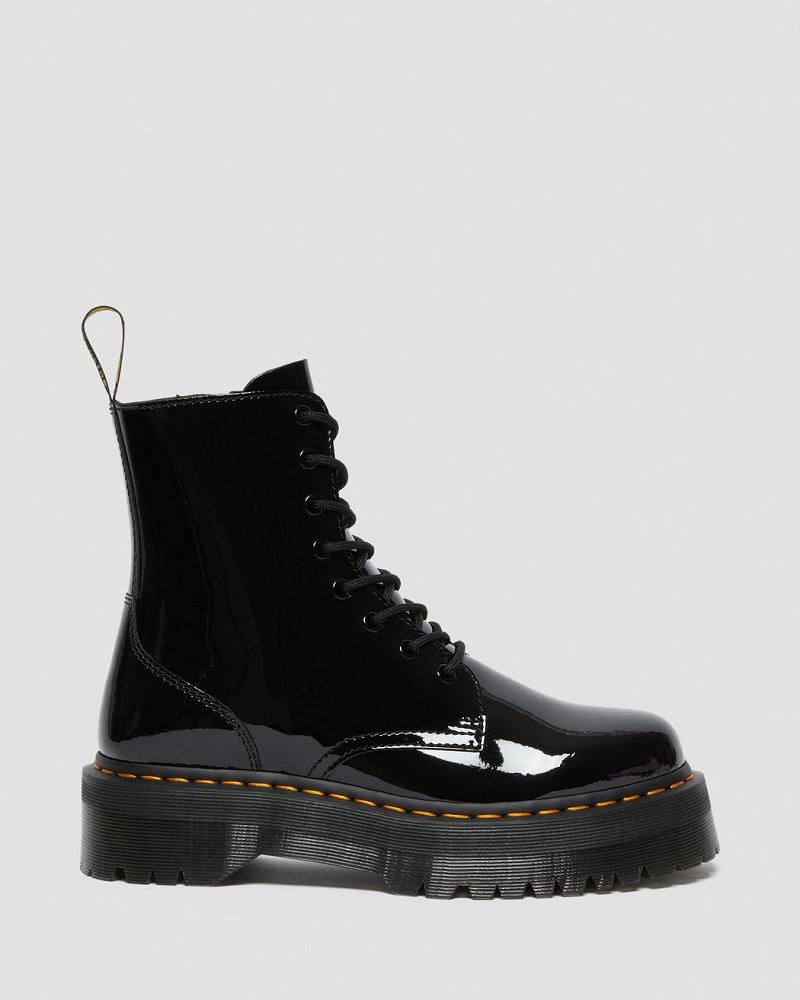 Dr Martens Jadon Lak Leren Platform Laarzen Dames Zwart | NL 539ZUT